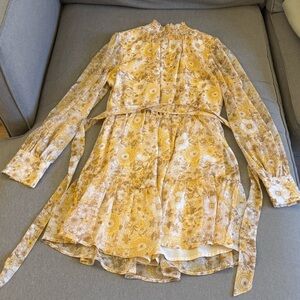 MINKPINK Yellow and Cream Floral Dress